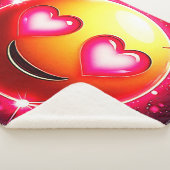 ラブスパークル絵文字ハート シェルパブランケット (3/4)