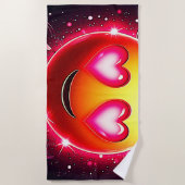 ラブスパークル絵文字ハート ビーチタオル (正面)