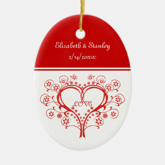 ラブスワールハートバレンタインデーカスタムオーナメント セラミックオーナメント