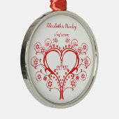 ラブスワールハートバレンタインデーカスタムオーナメント メタルオーナメント (右)
