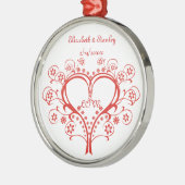 ラブスワールハートバレンタインデーカスタムオーナメント メタルオーナメント (左)