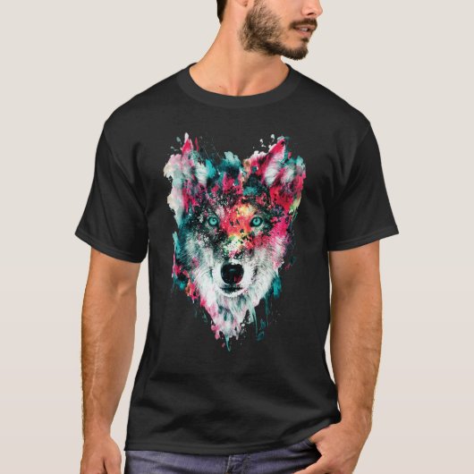 ラブズウルフウルフ顔1 Tシャツ (正面)