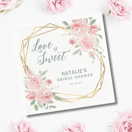 ラブズスイートピンクフローラブライダルシャワーナプキンス スタンダードカクテルナプキン