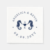 ラブズタイドシーホースをテーマにしたモノグラム スタンダードカクテルナプキン (正面)