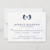 ラブズタイド |シーホーステーマウェディングRSVPの食事 出欠カード (正面)