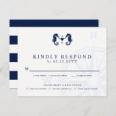 ラブズタイド |シーホーステーマウェディングRSVPの食事 出欠カード (正面/裏面)