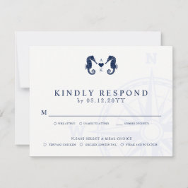 ラブズタイド |シーホーステーマウェディングRSVPの食事 出欠カード