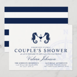 ラブズタイド | Dual Seahorseをテーマにしたカップルのシャワー 招待状