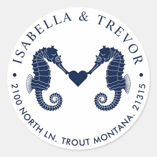 ラブズタイド | Dual Seahorseホワイト差出人住所 ラウンドシール (正面)