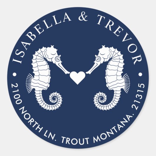 ラブズタイド | Dual Seahorse Navy差出人住所 ラウンドシール (正面)