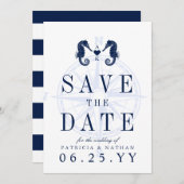 ラブズタイド | Seahorseテーマ日付の保存招待状 セーブザデート (正面/裏面)