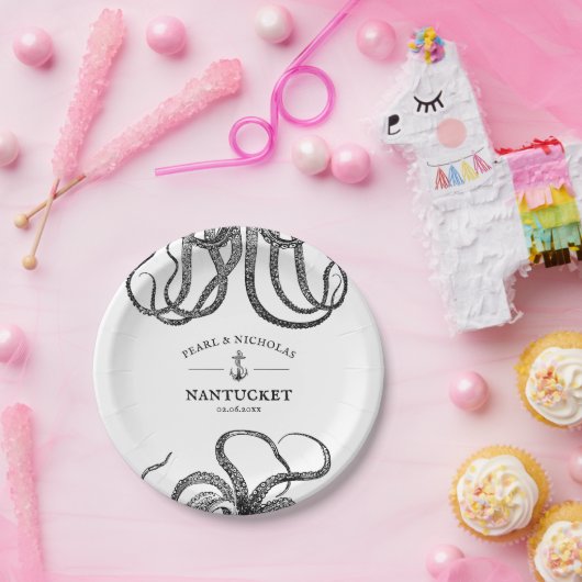 ラブズテンタクルズ |タコをテーマにしたビーチ ペーパープレート (パーティー)