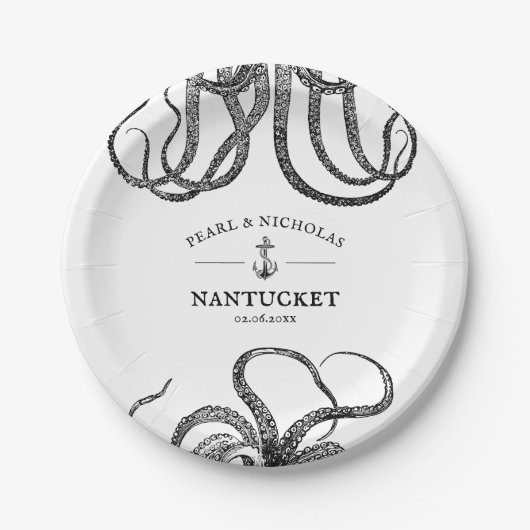 ラブズテンタクルズ |タコをテーマにしたビーチ ペーパープレート (正面)