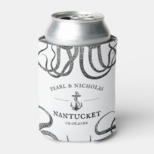 ラブズテンタクルズ |タコをテーマにしたビーチ 缶クーラー (缶正面)