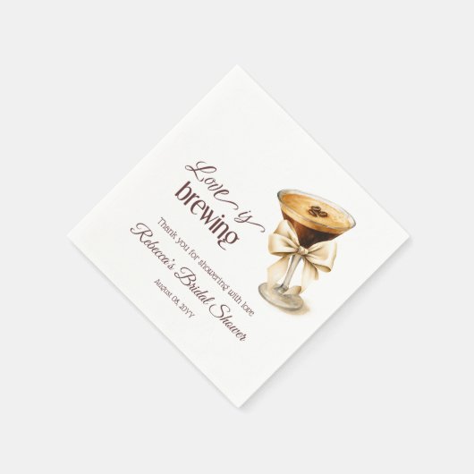 ラブズブルーイングボーエスプレッソマルティーニブライダルシャワー スタンダードカクテルナプキン (角)