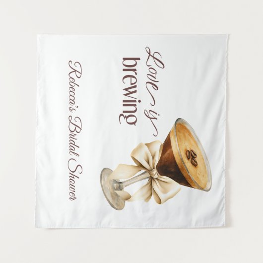 ラブズブルーイングボーエスプレッソマルティーニブライダルシャワー タペストリー (正面(横))