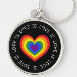 ラブズラブレインボーハートLGBTQプライドブラック キーホルダー