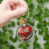 ラブズリトルロック赤いハートMeta lKeychan キーホルダー (手)