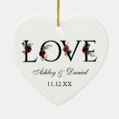ラブズ結婚ネームDate Burgundyフローラ セラミックオーナメント (裏面)