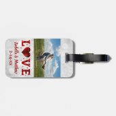 ラブズ結婚ハネムーン赤いハート写真 ラゲッジタグ (裏面横)