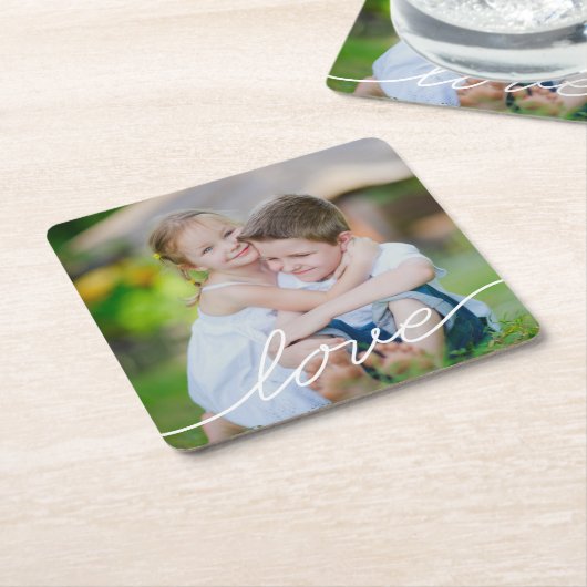 ラブズ・書カスタム・フォト・コースター スクエアペーパーコースター (アングル)