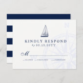 ラブセットセイルボート航海のウェディングRSVP 出欠カード (正面/裏面)