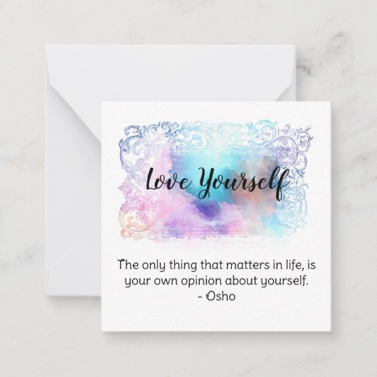 *~ラブセルフウォーターカラー引用文AP62ノートカード ノートカード (正面)