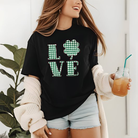 ラブセントパトリックの日グリーンプレイドシャムロック トライブレンドTシャツ