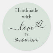 ラブセージ緑の名前で手作り ラウンドシール (正面)
