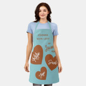 ラブソフトパーソナライズされたティール(緑がかった色) エプロン (着用した状態)
