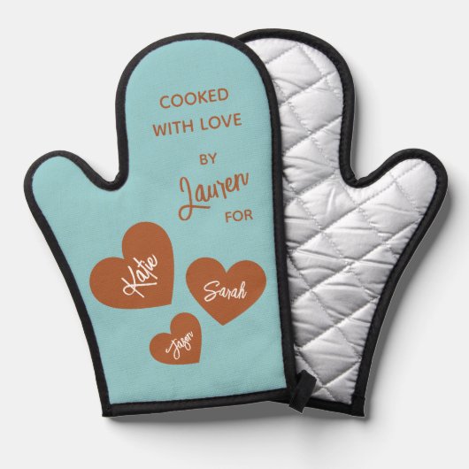 ラブソフトパーソナライズされたティール（緑がかった色） 鍋つかみ (正面/裏面)