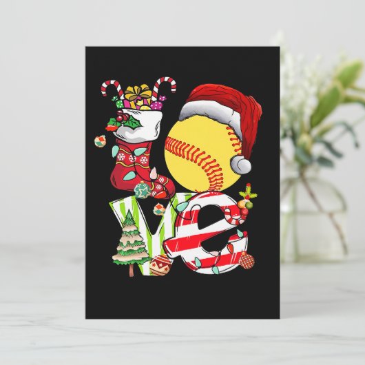 ラブソフトボールクリスマスサンタハット10代のガールズウィメンズ 招待状 (スタンド正面)
