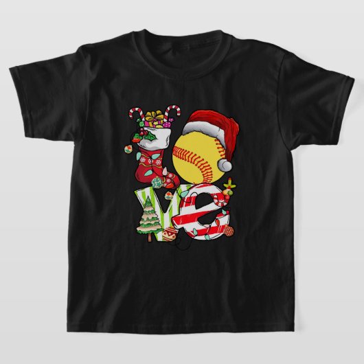 ラブソフトボールクリスマスサンタハット10代のガールズウィメンズ Tシャツ (レイダウン)