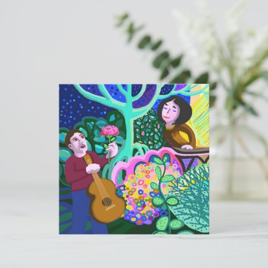 ラブソングのギターとバラの招待 招待状 (スタンド正面)