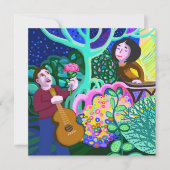 ラブソングのギターとバラの招待 招待状 (正面)