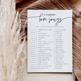 ラブソングマッチブライダルシャワーゲームアクティビティカード 招待状