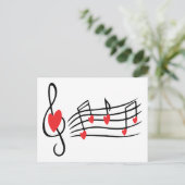 ラブソングミュージックノーツかわいい赤い白黒の友達 ポストカード (スタンド正面)
