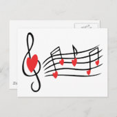 ラブソングミュージックノーツかわいい赤い白黒の友達 ポストカード (正面/裏面)