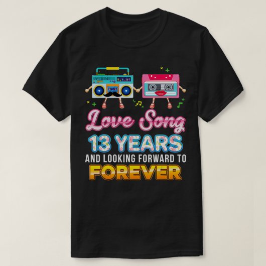 ラブソング13年13周年結婚のカセット Tシャツ (デザイン正面)