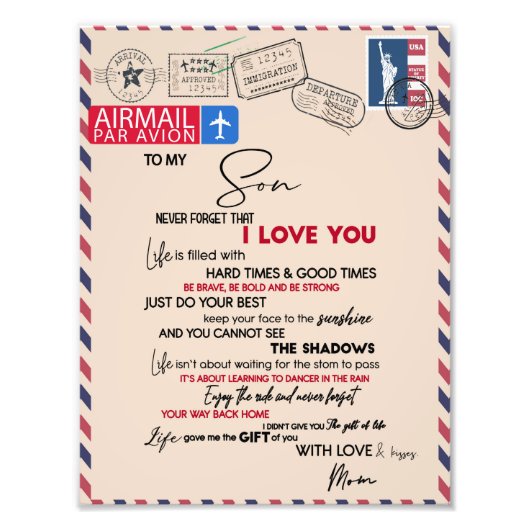 ラブソン |私の息子には忘れ、あなたを愛しない フォトプリント            (正面)