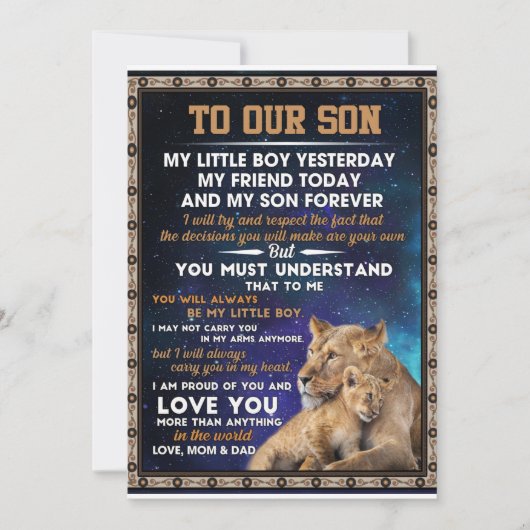 ラブソン |私の息子に誇りを持ったあなたを愛し 招待状 (正面)