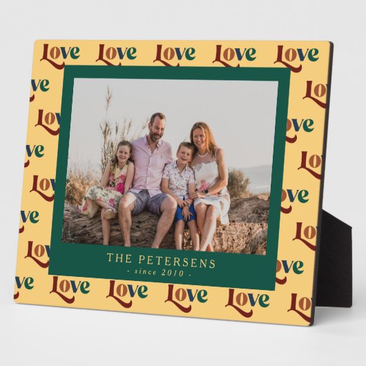 ラブタイポグラフィカスタム家族の写真と名前 フォトプラーク (側面)