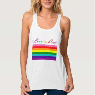 ラブタイポグラフィゲイプライドLGBTレインボー国旗 タンクトップ