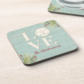 ラブタイポグラフィコースタルサンドドル素朴ビーチ コースター (左側)