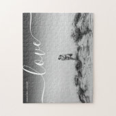 ラブタイポグラフィスクリプト結婚白黒の写真 ジグソーパズル (縦)