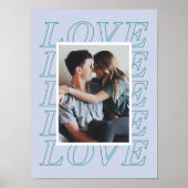 ラブタイポグラフィバレンタインデーのポスター – 青 ポスター (正面)