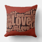 ラブタイポグラフィパターン赤と黒 クッション (正面)