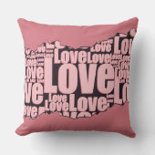 ラブタイポグラフィピンクトーンパターン クッション (正面)