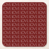 ラブタイポグラフィレッドスクエア紙飲み物用コースター スクエアペーパーコースター (正面)