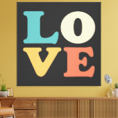 ラブタイポグラフィレトロカラースクエア キャンバスプリント (インサイチュ (リビング))